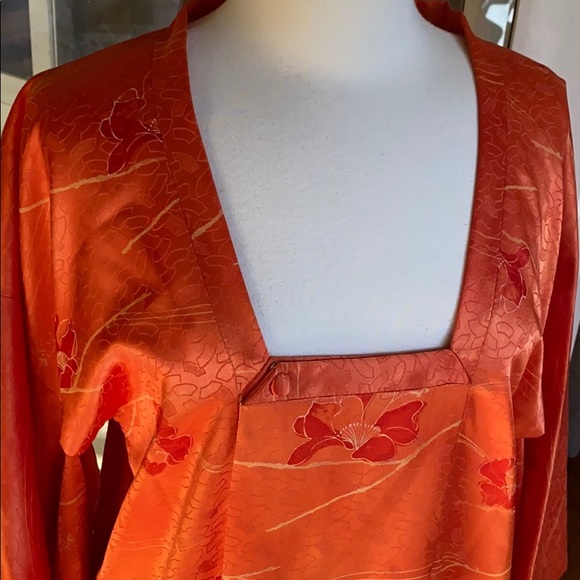 Authentic Kimono Jacket Jewel Orange Japan - Picture 3 of 8